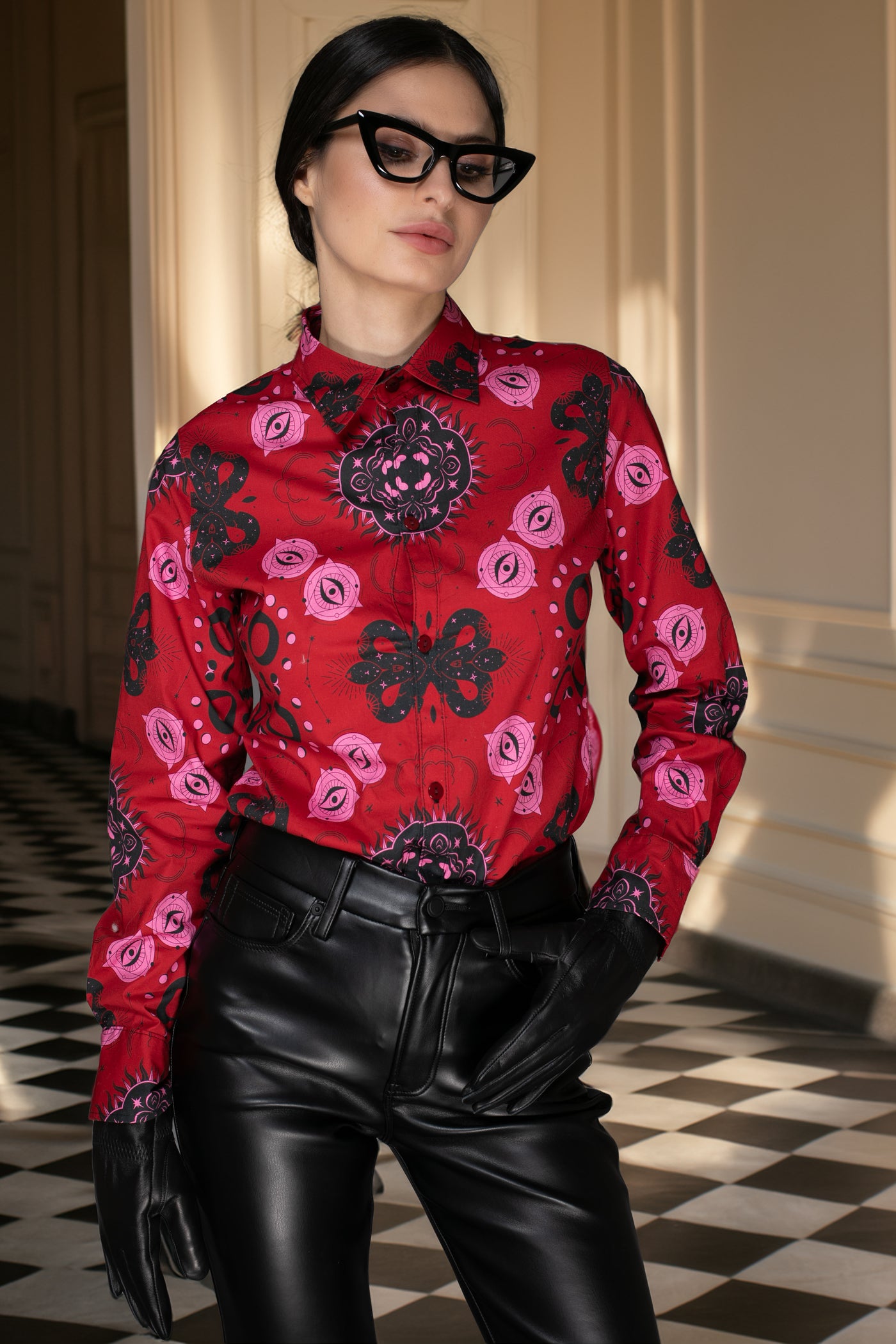 Mystic Print Red Cotton Shirt