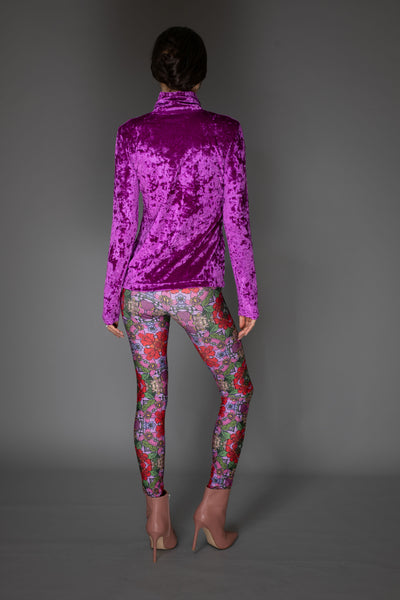 Fuchsia Long-Sleeve Velvet Turtleneck