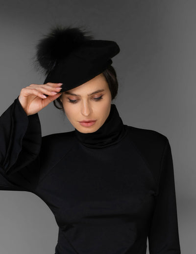 Black Cashmere Beret