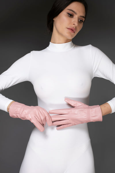 Luxury Light Pink Italian Leather Gloves