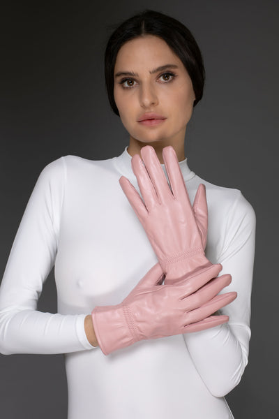 Luxury Light Pink Italian Leather Gloves