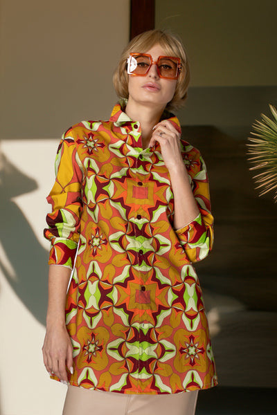 Terracotta Mosaic Cotton Shirt