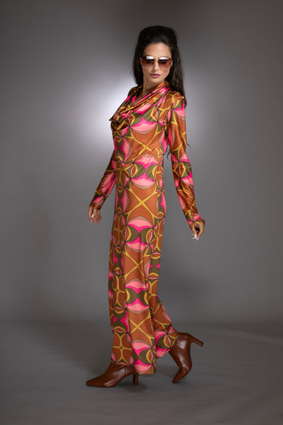 Cowl Neck Long Sleeve Dress
