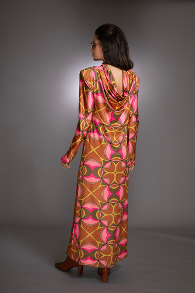 Cowl Neck Long Sleeve Dress