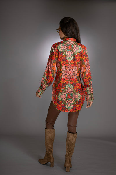 Floral Burgundy Cotton Shirt