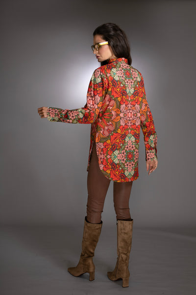 Floral Burgundy Cotton Shirt