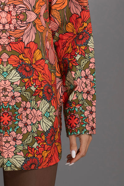 Floral Burgundy Cotton Shirt