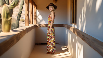 ST- Abstract PrintBrown Tank Maxi Dress