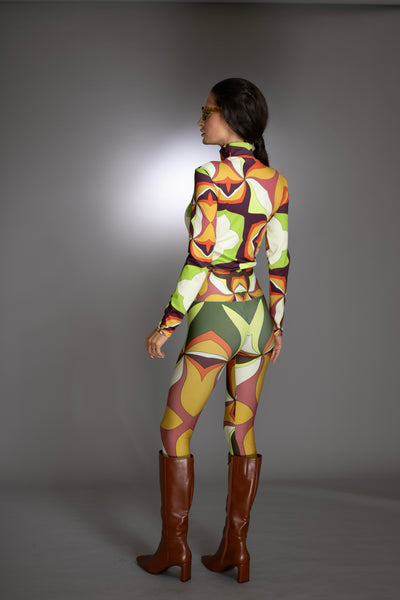Brown Multi-Colored Patterned Leggings