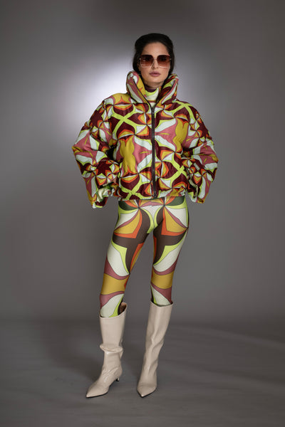 Brown Multi-Colored Patterned Leggings