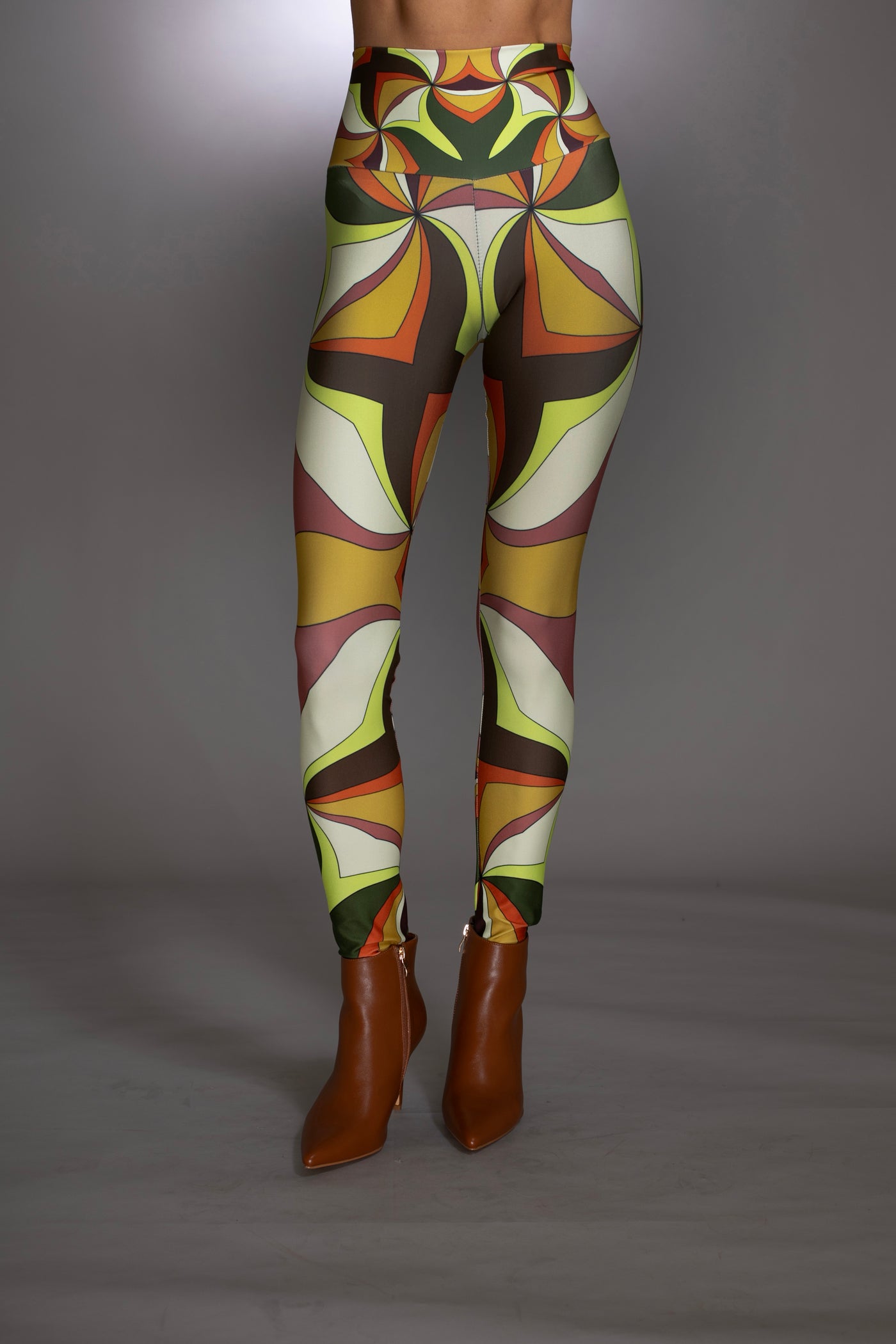 Brown Multi-Colored Patterned Leggings