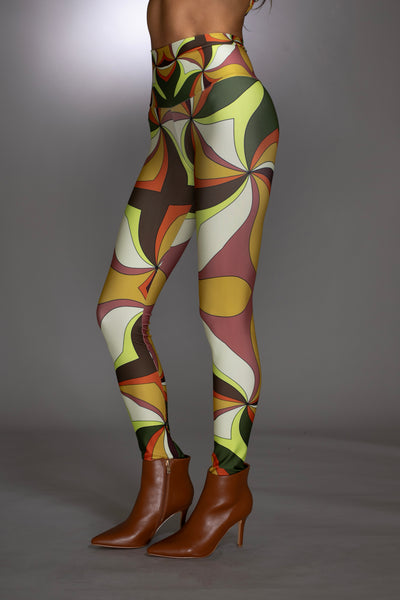 Brown Multi-Colored Patterned Leggings