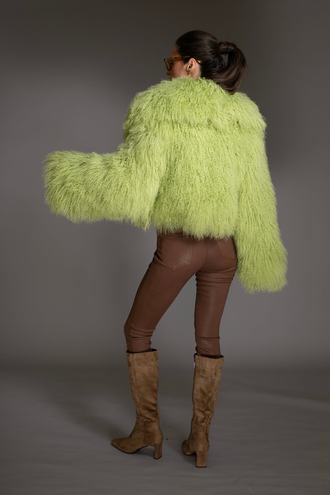 Green Mongolian Shearling Coat