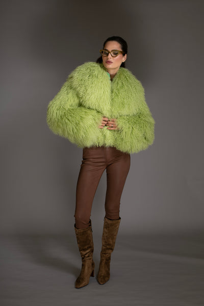 Green Mongolian Shearling Coat