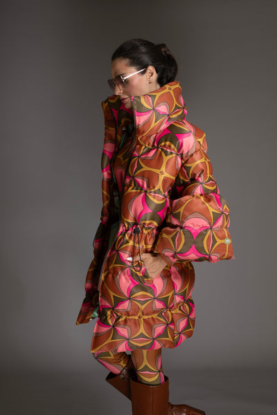 Puffer Abstract Puff Sleeve Quilted Coat