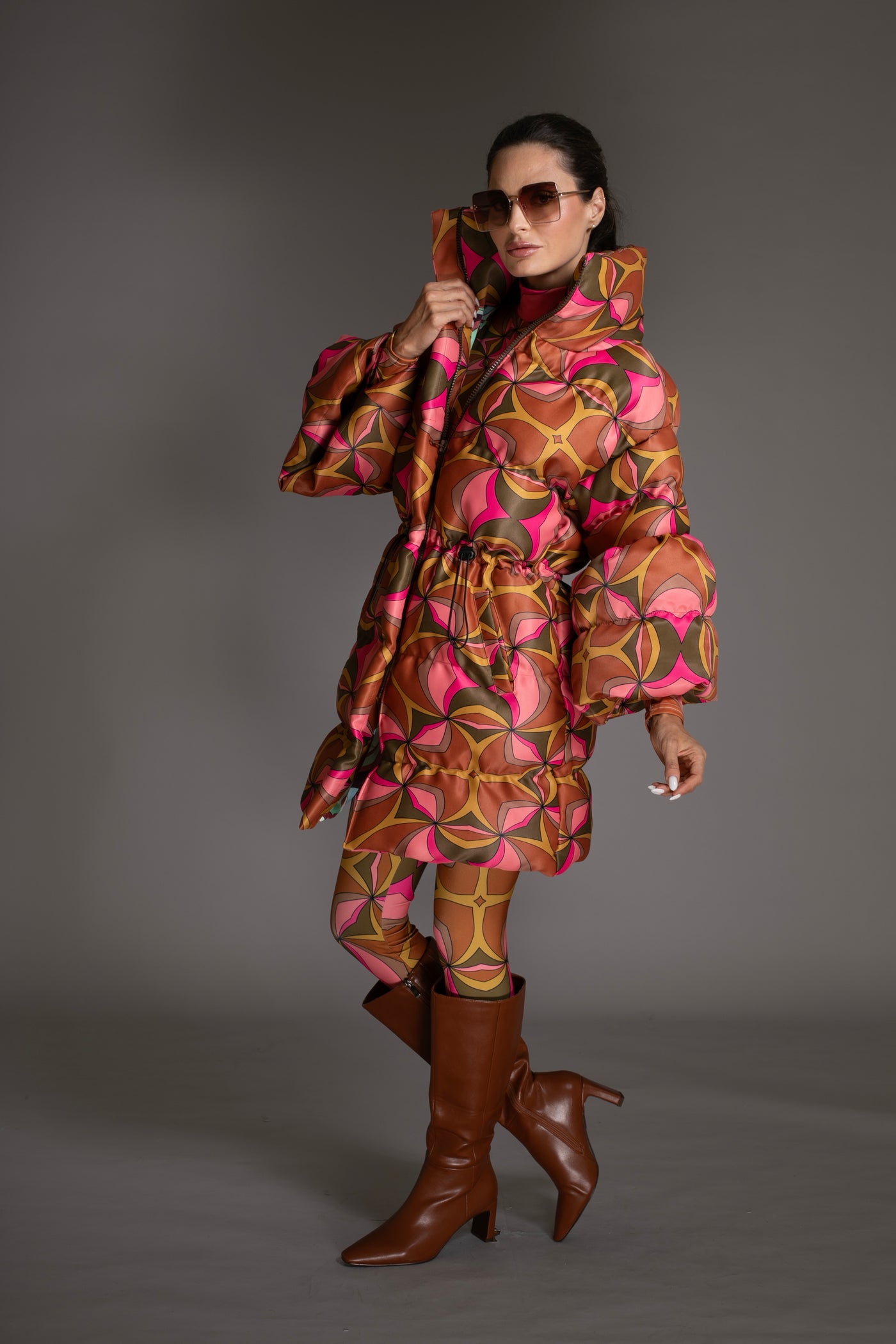 Puffer Abstract Puff Sleeve Quilted Coat