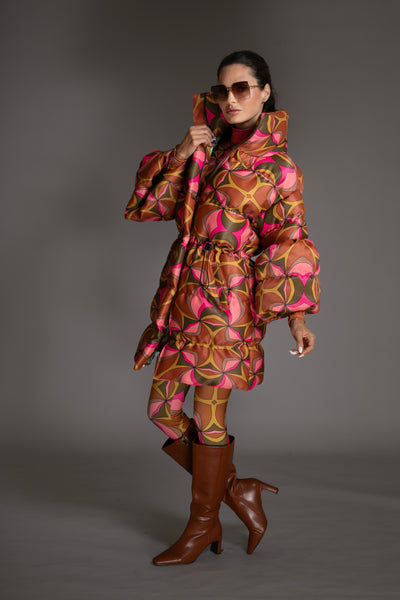 Puffer Abstract Puff Sleeve Quilted Coat