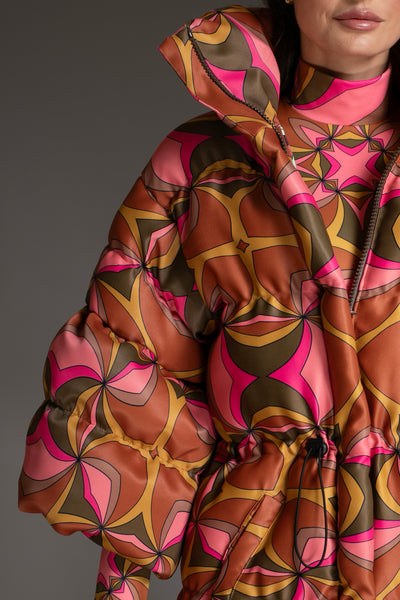 Puffer Abstract Puff Sleeve Quilted Coat