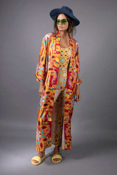 PSYCHEDELIC CLOUDS RED STARS KIMONO
