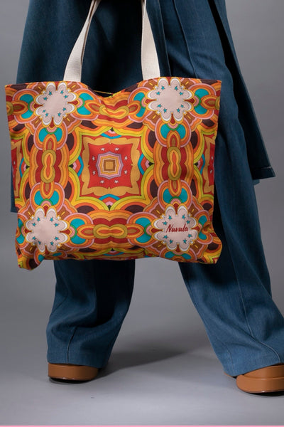 LARGE TOTE- PSYCHEDELIC CLOUDS RED