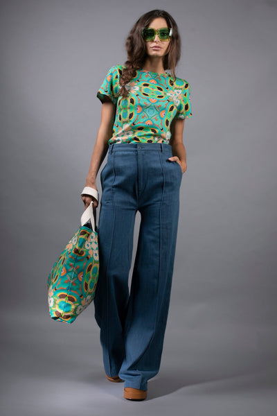 PSYCHEDELIC STAR TEAL T-SHIRT