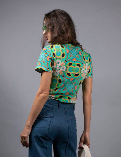 PSYCHEDELIC STAR TEAL T-SHIRT