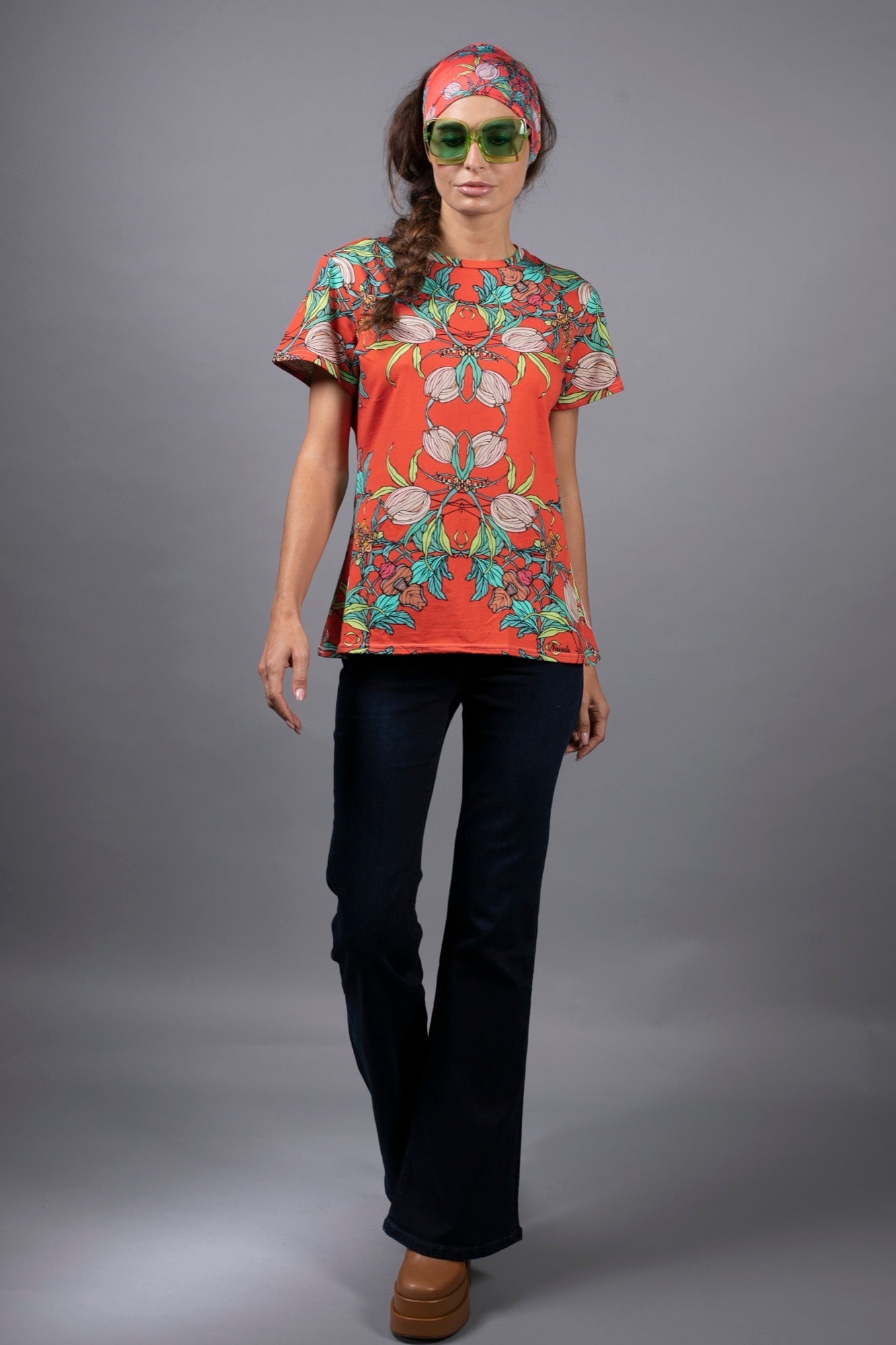 CROCUS RED AGUA Floral Red T-shirt