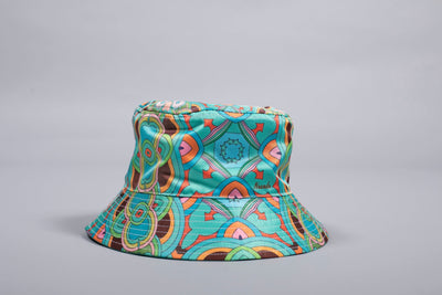 PSYCHEDELIC CROSSES STAR TEAL BUCKET HAT