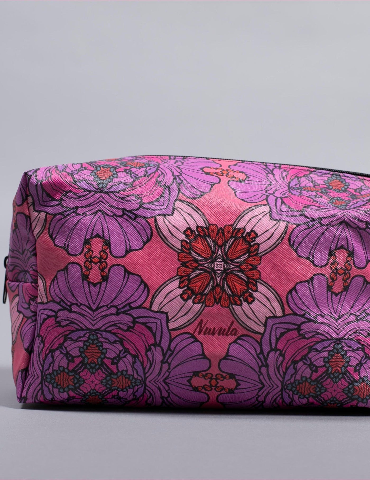 Dahlia Floral Purple Makeup Bag