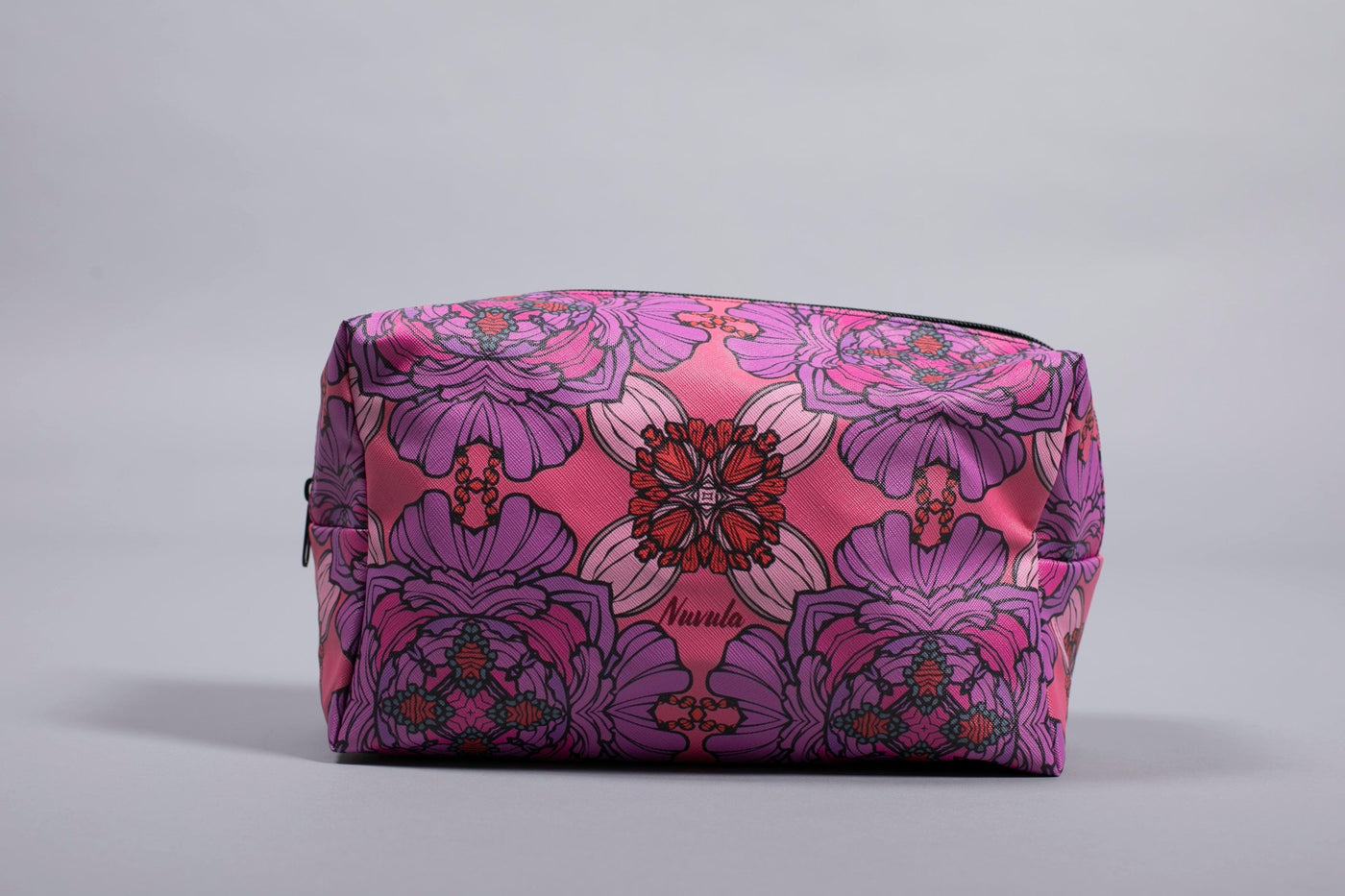 Dahlia Floral Purple Makeup Bag