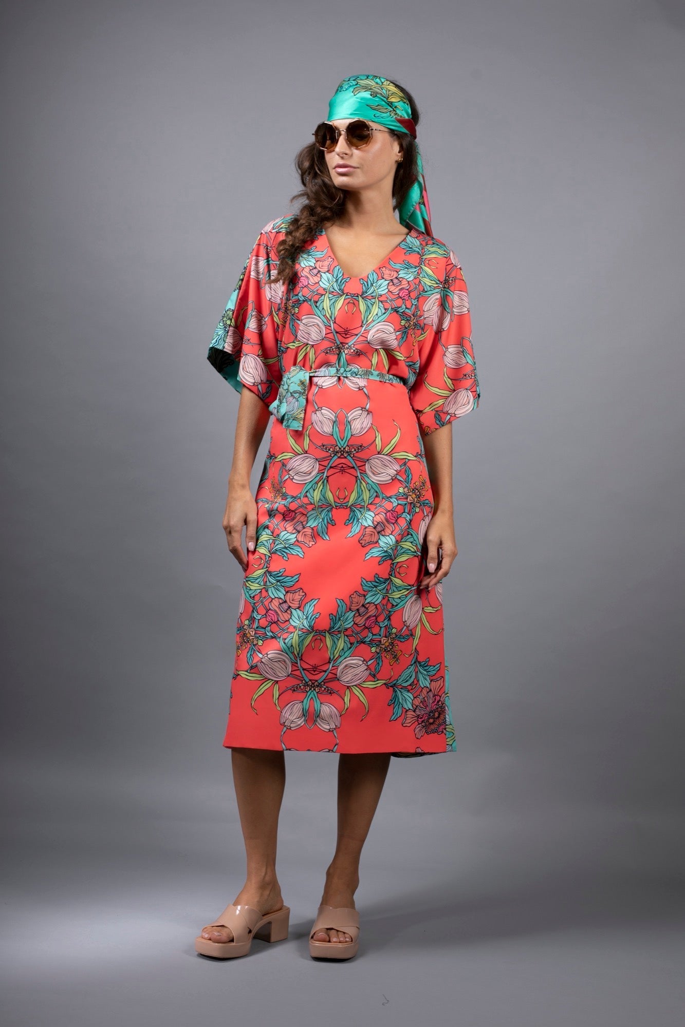 Crocus Red Floral Print Tunic Dress