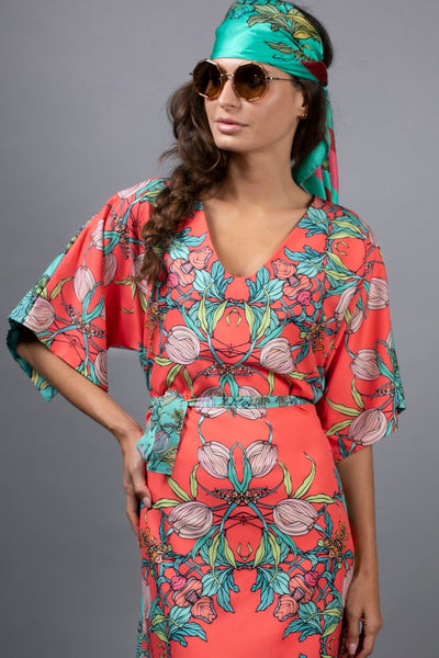 Crocus Red Floral Print Tunic Dress