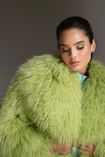 Green Mongolian Shearling Coat
