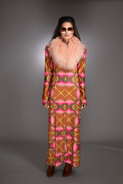 Pink Mongolian Shearling Collar