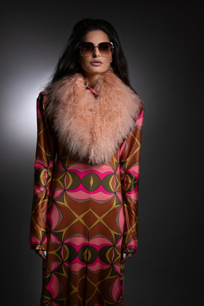 Coral Mongolian Shearling Collar