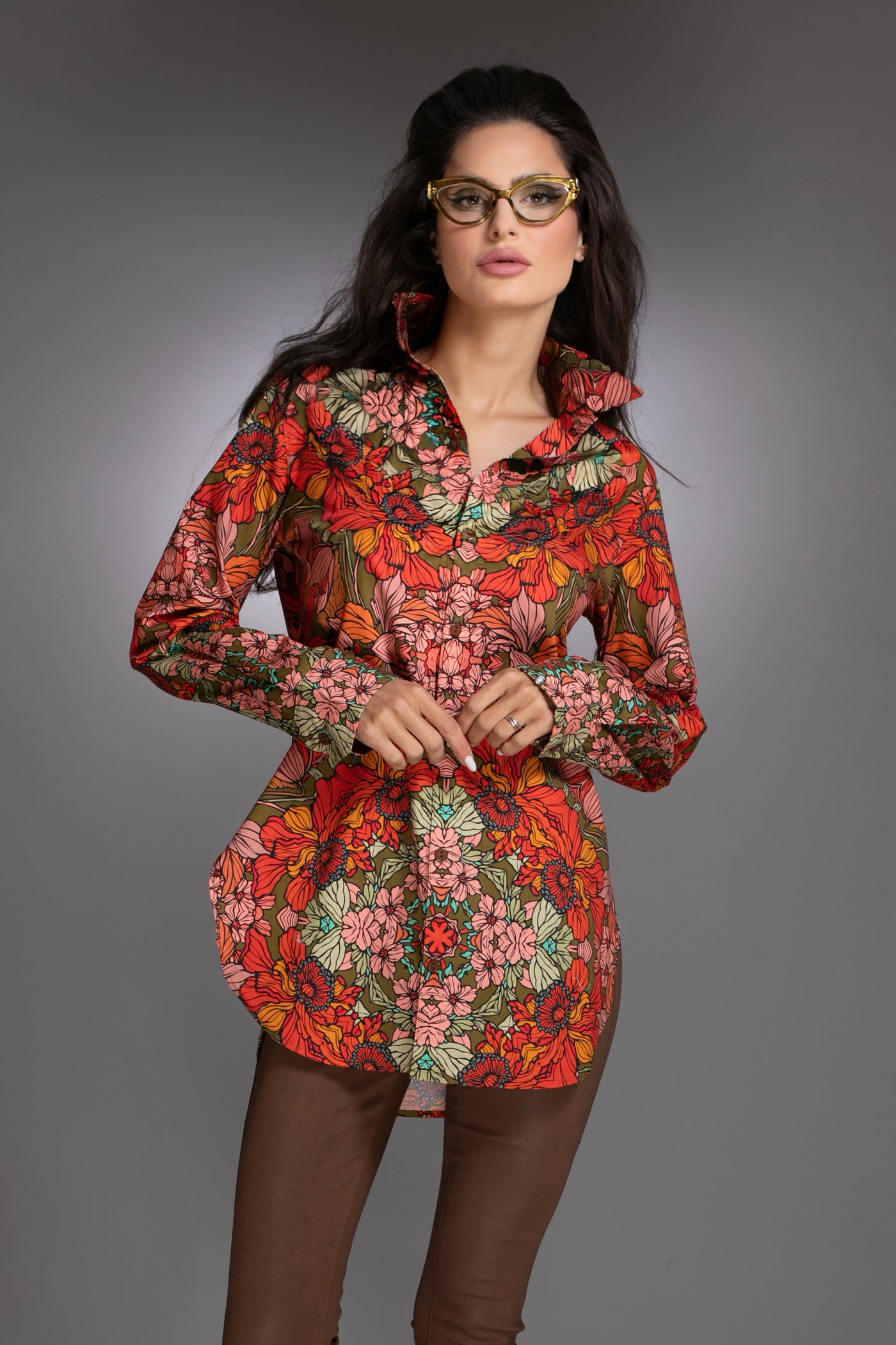 Floral Burgundy Cotton Shirt