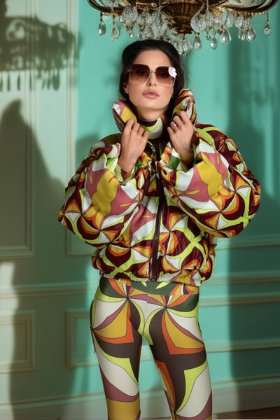 Brown Multi-Colored Patterned Leggings