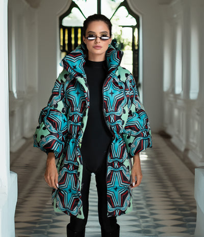Puffer Stars Puff Sleeve Quilted Coat