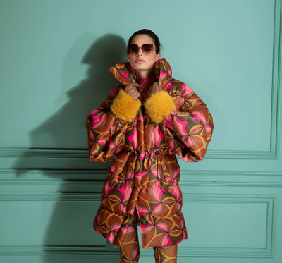 Puffer Abstract Puff Sleeve Quilted Coat