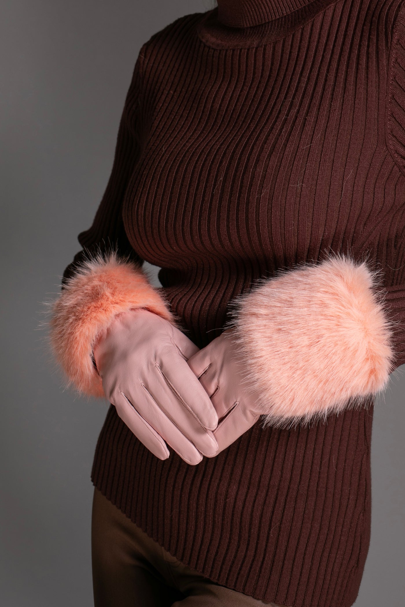 Luxury Light Pink Italian Leather Gloves