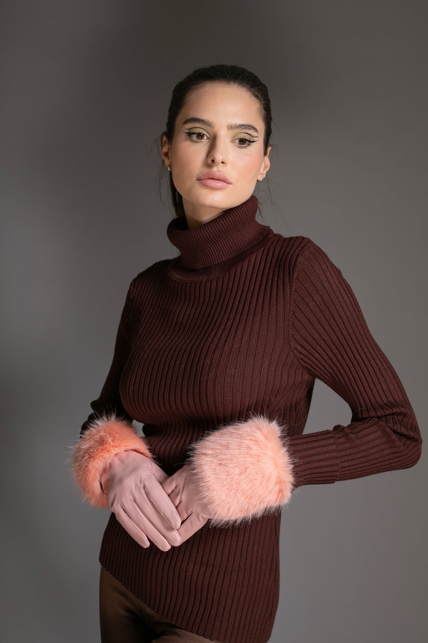 Luxury Light Pink Italian Leather Gloves