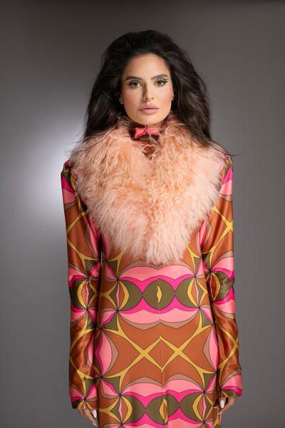 Pink Mongolian Shearling Collar