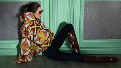 Reversible Brown Multi Abstract Printed Puffer Jacket