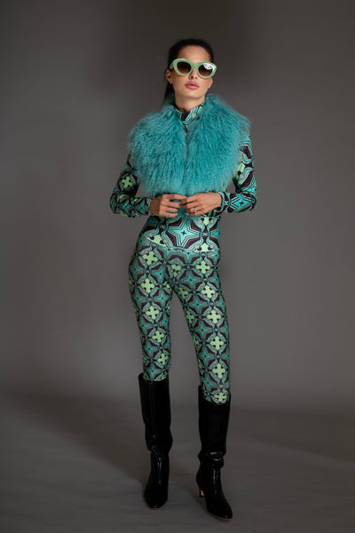 Turquoise Mongolian Shearling Collar
