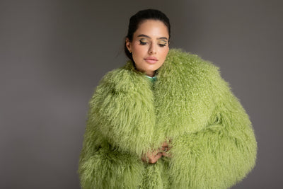 Green Mongolian Shearling Coat