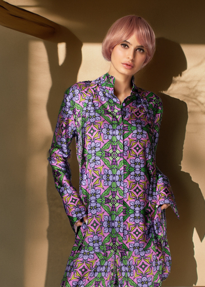 Purple Nouveau High-Low Satin Tunic