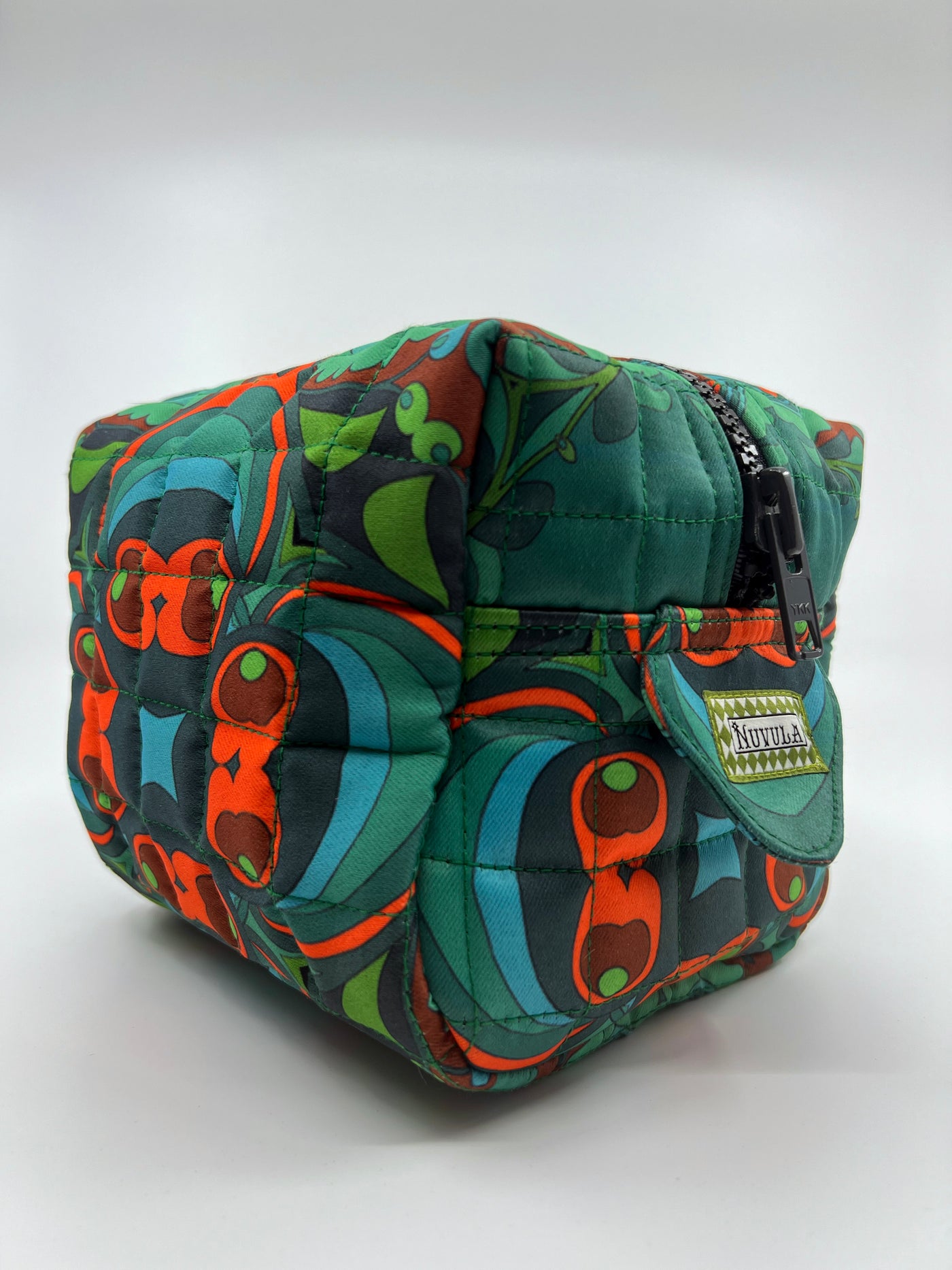 Teal Abstract Quilted Cosmetic Bag