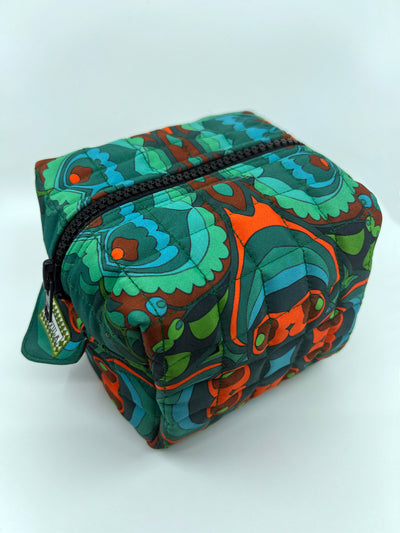 Teal Abstract Quilted Cosmetic Bag