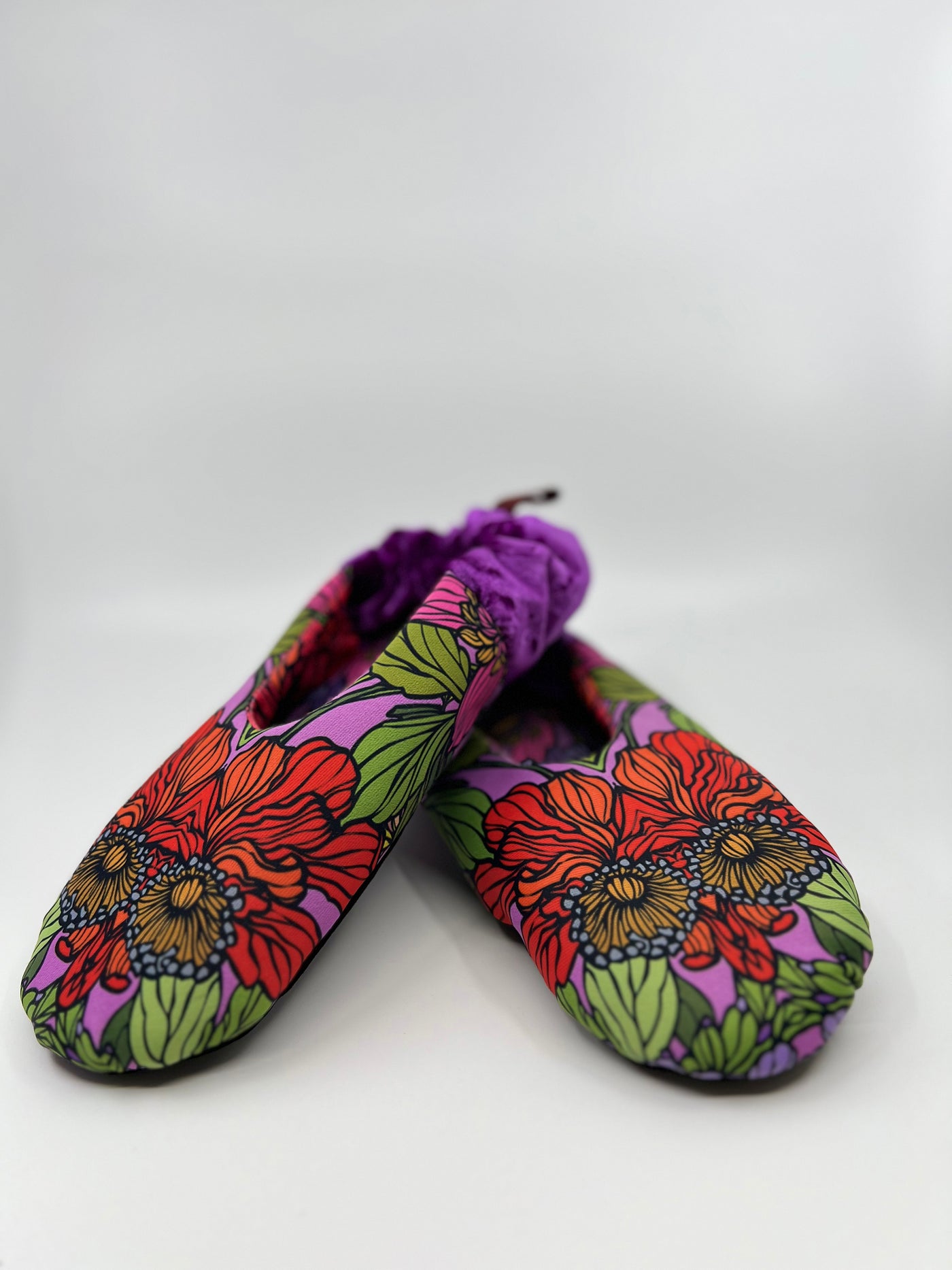 ST- Red Garden Silken Satin Velvet Slippers