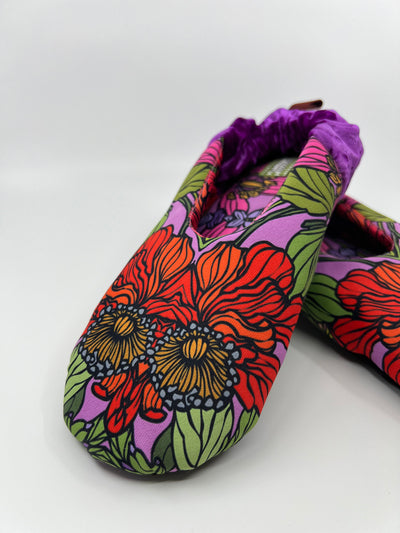 ST- Red Garden Silken Satin Velvet Slippers